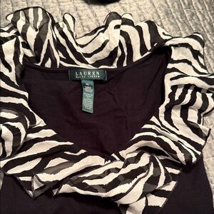 Lauren Ralph Lauren Zebra Print Ruffle Top